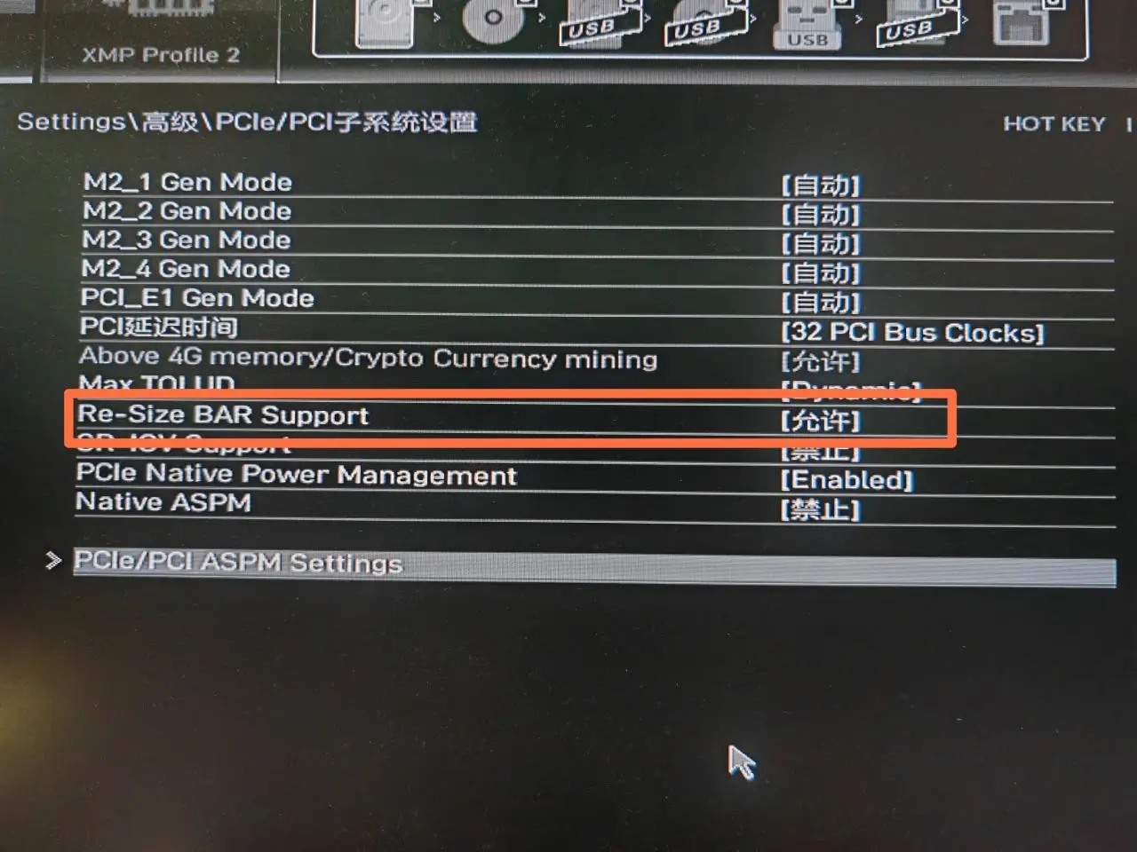 BIOS 中启用 Re-Size BAR Support